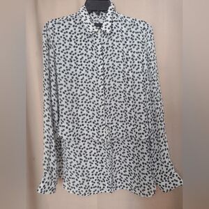 Banana Republic White W/ Black Polka Dot Sheer Blouse